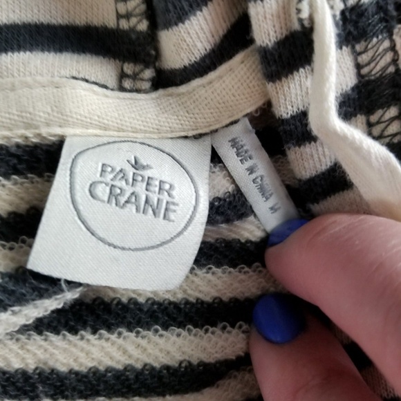 Paper Crane Distressed Gray Striped Hoodie - Picture 2 of 4